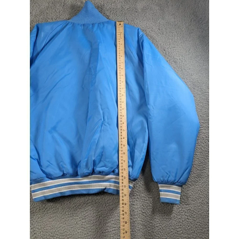 Vintage Butwin Jacket XS Nylon Varsity Style Lined  Front Zip Pocket Blue Gray